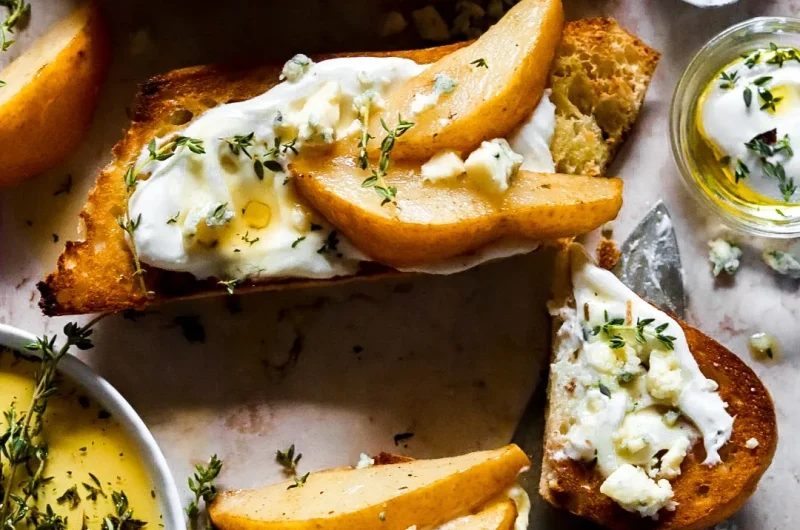 Honey Pear Crostini With Melted Brie