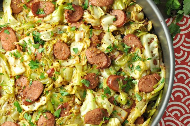 LOW CARB FRIED CABBAGE WITH KIELBASA