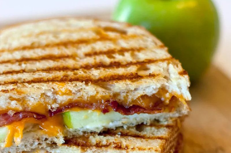 Apple, Bacon, and Cheese grilled sandwich