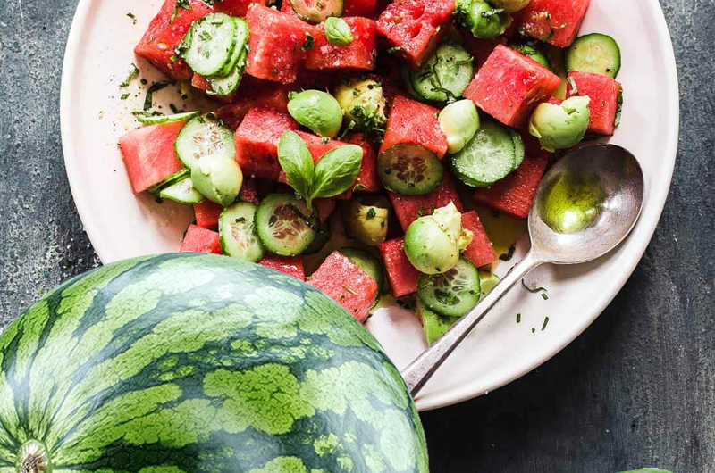 Cucumber Avocado Watermelon Salad