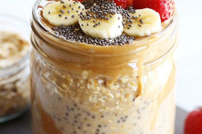 Peanut Butter Overnight Oats (5 Ingredients!)