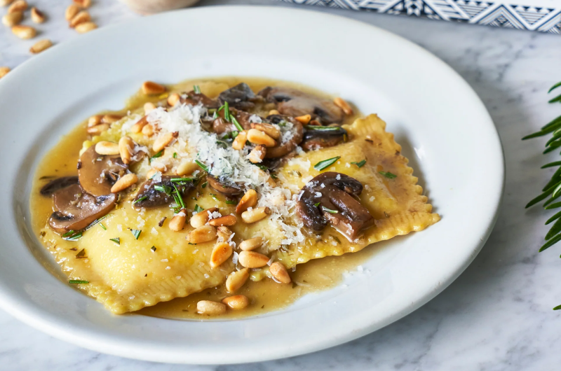 Mushroom and Pine Nut Five Cheese Ravioli