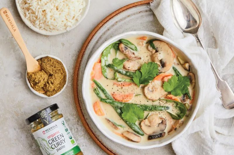Vegan Thai Green Curry from Leftover Roasted Vegetables